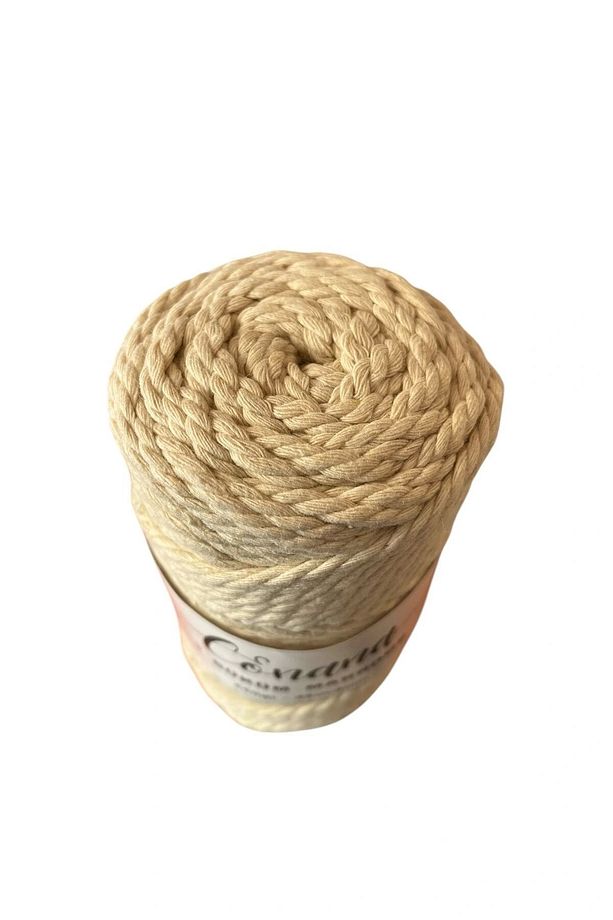3 Büküm 4mm Makrome İpi  (250gr-45m) Pamuk (1 Adet) EKRU - 2