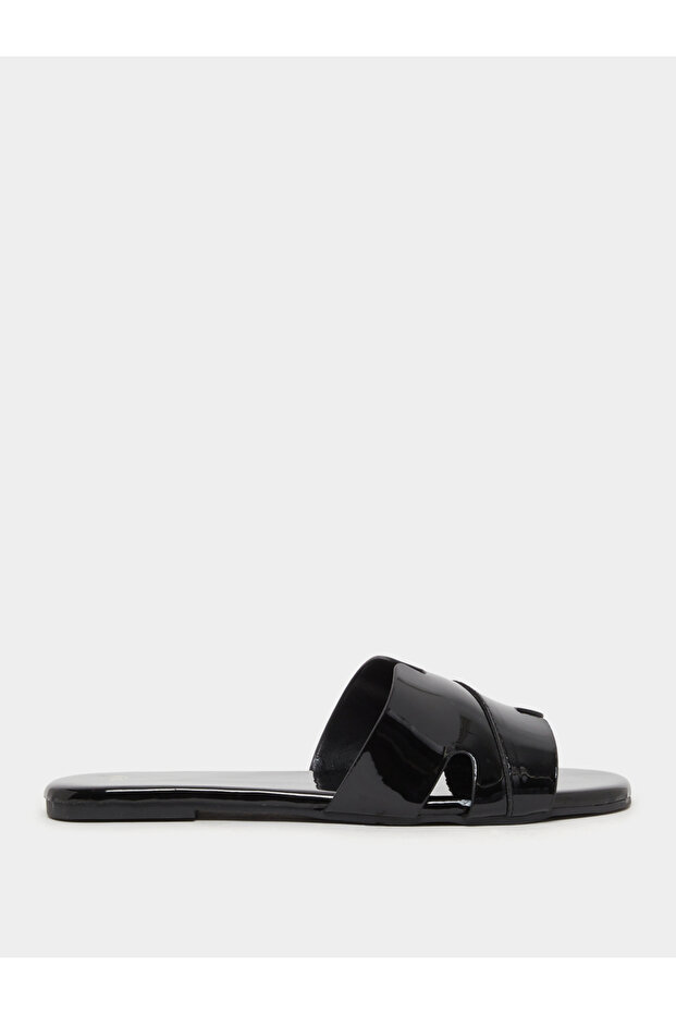 Leather Look Slip-On Flat Sandals