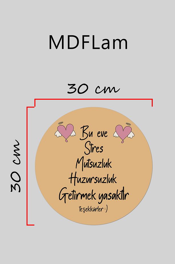Modern Ahşap Kapı Süsü - Açık Kahverengi Zemin Bu Ev Stres Yasak Duvar Süsü - Dış Mekan Kapi Susu - 3
