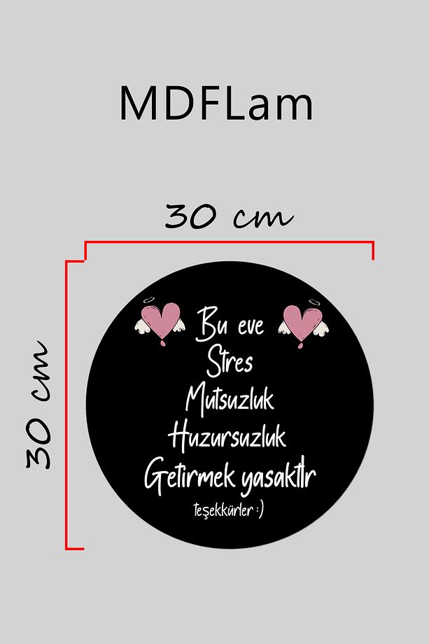 Modern Ahşap Kapı Süsü - Siyah Zemin Bu Ev Stres Yasak Duvar Süsü - Dış Mekan Kapi Susu - 3