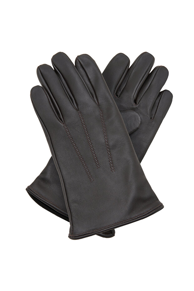 Kahve Erkek Deri Eldiven - 1