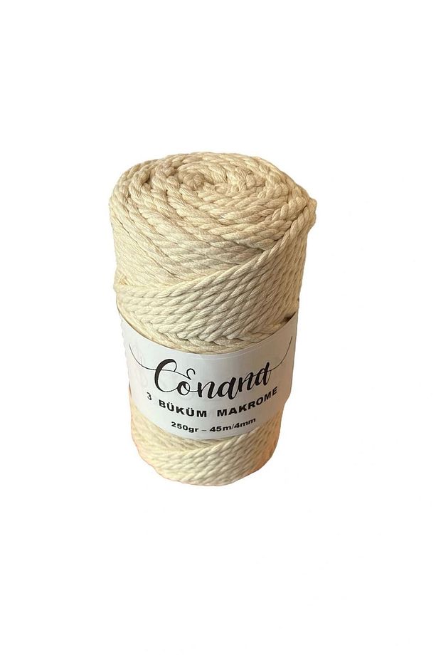 3 Büküm 4mm Makrome İpi  (250gr-45m) Pamuk (1 Adet) EKRU - 1
