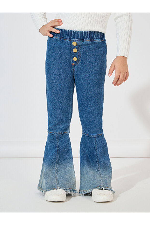 Gradient Print High Waist Flare Jeans