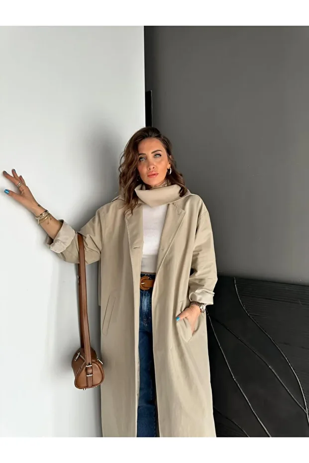 Taş Şal Aksesuarlı Trençkot - 4