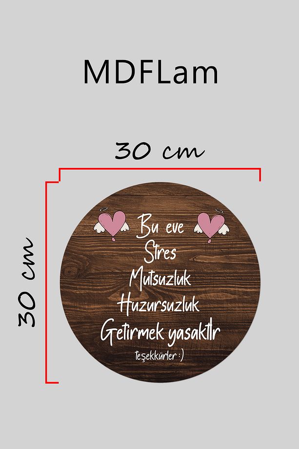 Modern Ahşap Kapı Süsü - Ahşap Zemin Bu Ev Stres Yasak Duvar Süsü - Dış Mekan Kapi Susu - 3