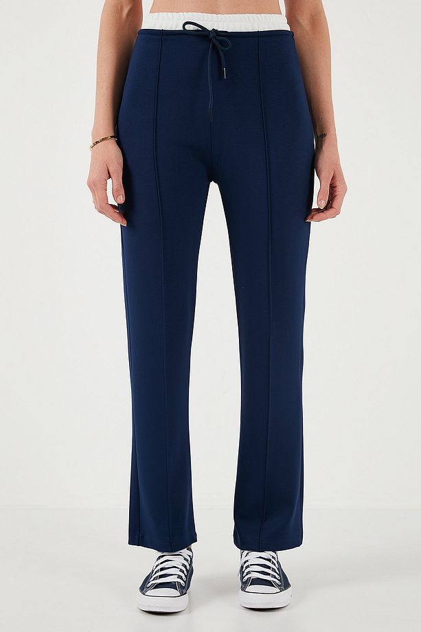 Streç Slim Fit Yüksek Bel Geniş Paça Çimalı Eşofman Altı EŞOFMAN ALTI 5866078 - 3