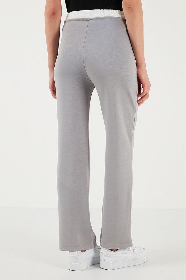Streç Slim Fit Yüksek Bel Geniş Paça Çimalı Eşofman Altı EŞOFMAN ALTI 5866078 - 8