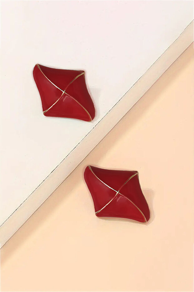 Red Design Gold Color Women's Earrings