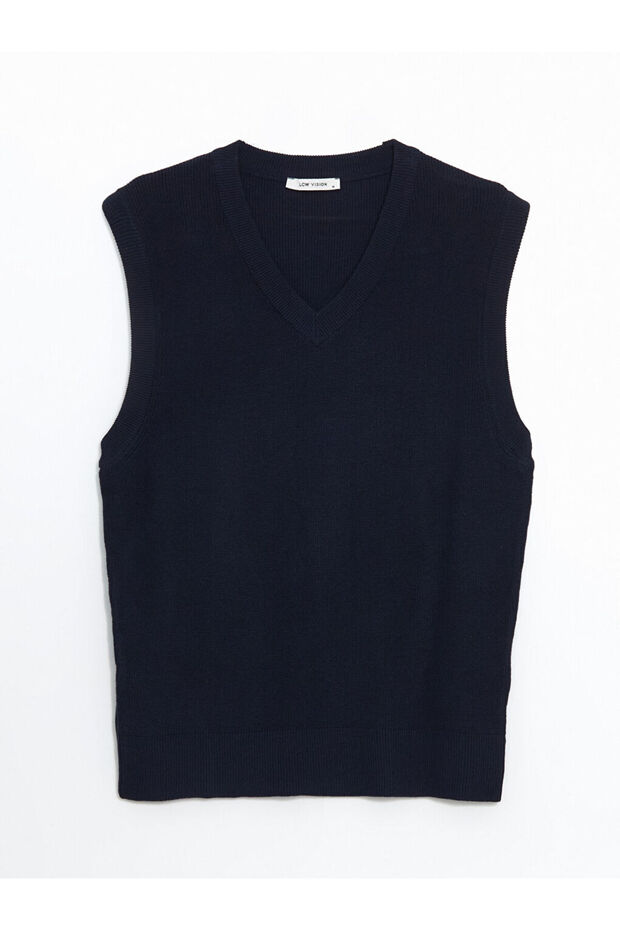LCW Standart Kalıp V Yaka Erkek Triko Süveter Fast Moda - 5