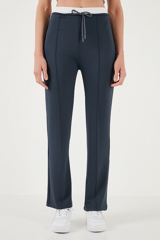 Streç Slim Fit Yüksek Bel Geniş Paça Çimalı Eşofman Altı EŞOFMAN ALTI 5866078 - 3
