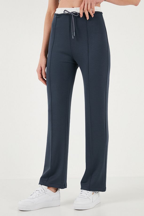 Streç Slim Fit Yüksek Bel Geniş Paça Çimalı Eşofman Altı EŞOFMAN ALTI 5866078 - 6