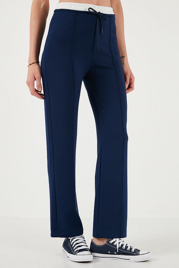 Streç Slim Fit Yüksek Bel Geniş Paça Çimalı Eşofman Altı EŞOFMAN ALTI 5866078 - 4