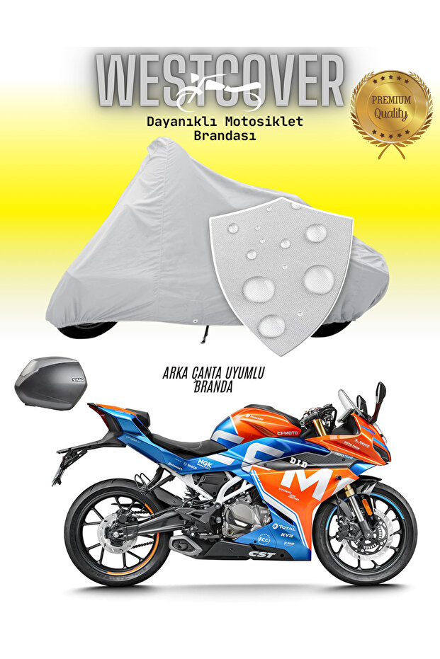 Cf Moto 450Sr Rear Bag Compatible Motorcycle Tarpaulin, Cover Gray