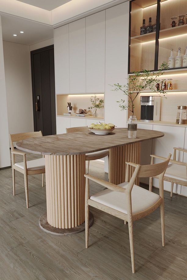 Megaantoryum Ahşap Ayaklı Elips Oval Yemek Masası Mutfak Salon Balkon Şık Masa Modern - 1