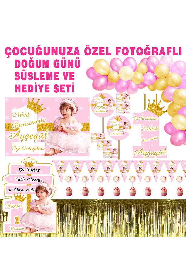 Bir Yaş Doğum Günü Süsleme ve Hediyelik Seti (Her yaş için hazırlanmaktadır) - 1
