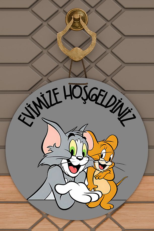 Modern Kapı Süsü Gri Tom ve Jerry Karşılama Dış Mekan Kapı Süsü - 1