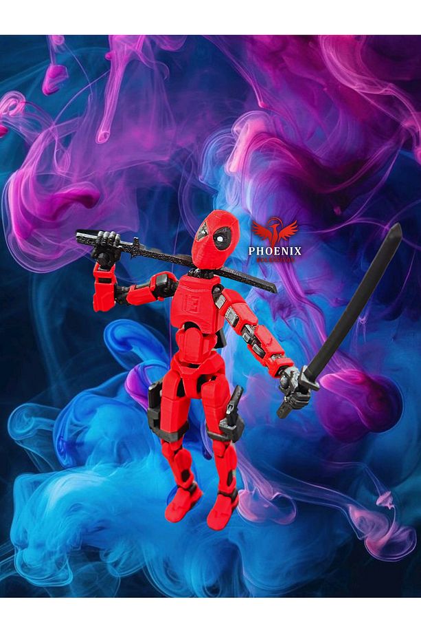 Titan13 Dummy13 Deadpool Tüm Eklemleri Hareketli Figür Robot Oyuncak 1 Adet (13,5Cm) + Silahlar - 1