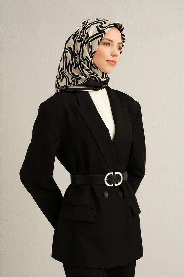 Desenli Saf Ipek Sura Eşarp 9343- 09 - 2
