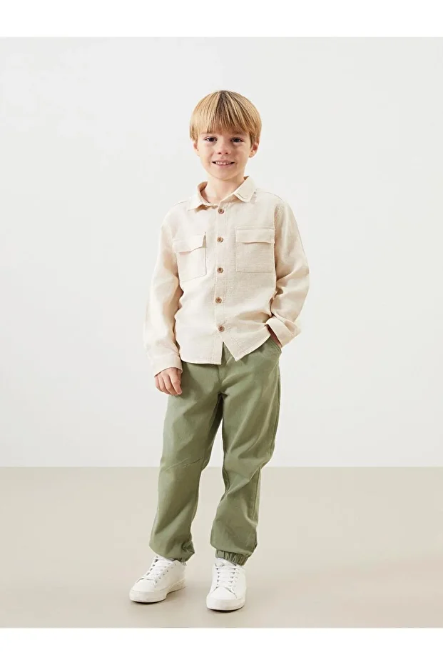 Lcw Kids Gri Basic Uzun Kollu Erkek Çocuk Gömlek Ve Pantolon 2'li - 1