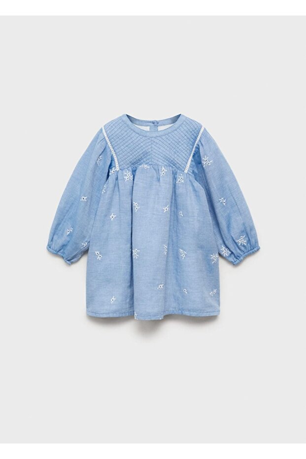 İşlemeli pamuklu elbise - 3