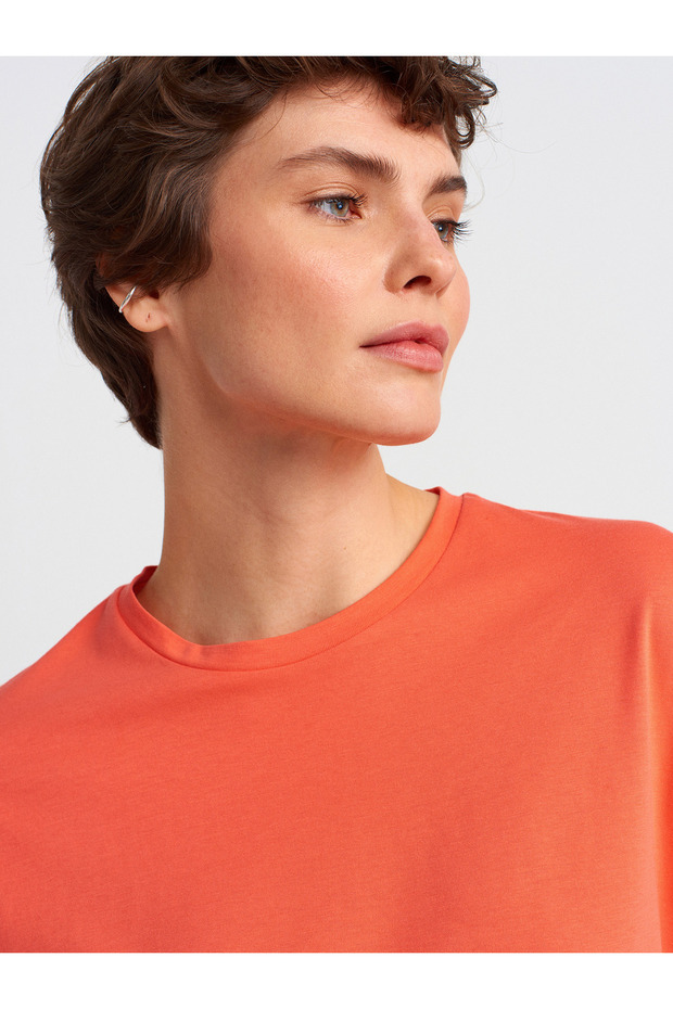 3683 Basic T-Shirt-Nar Çiçeği - 4