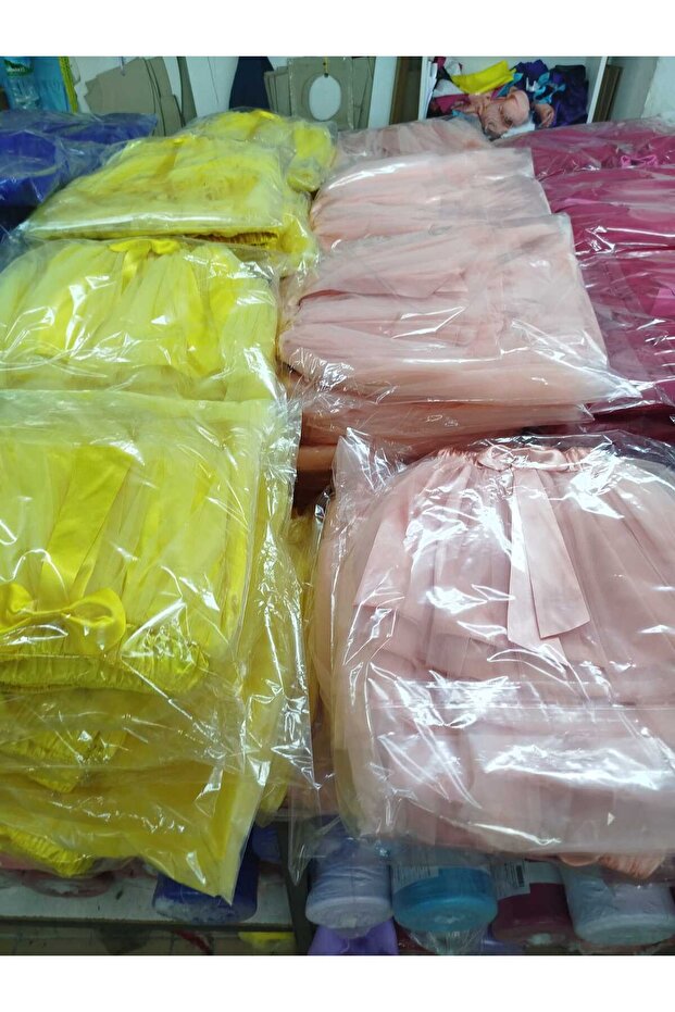 SARI TÜTÜ ETEK,KIZ ÇOÇUK SARI ETEK,23 NİSAN TÜTÜ ETEK (ASTARLI) TÜTÜ SARI ETEK - 2