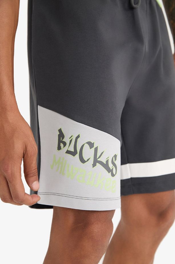 DeFactoFit NBA Milwaukee Bucks Standart Fit Kısa Paça Şort E0212AX25SP - 6