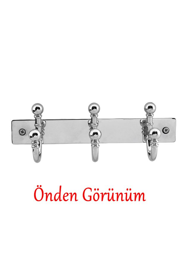 Metal 3'lü Birleşik Vestiyer Duvar Monteli Askı Dolap Askılığı Vidalı Krom Elbise Askısı 1 Adet - 5