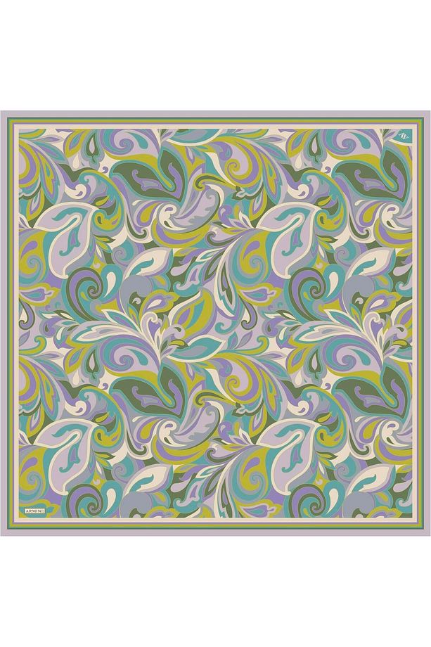 Desenli Saf Ipek Twill Eşarp 9323- 84 - 4