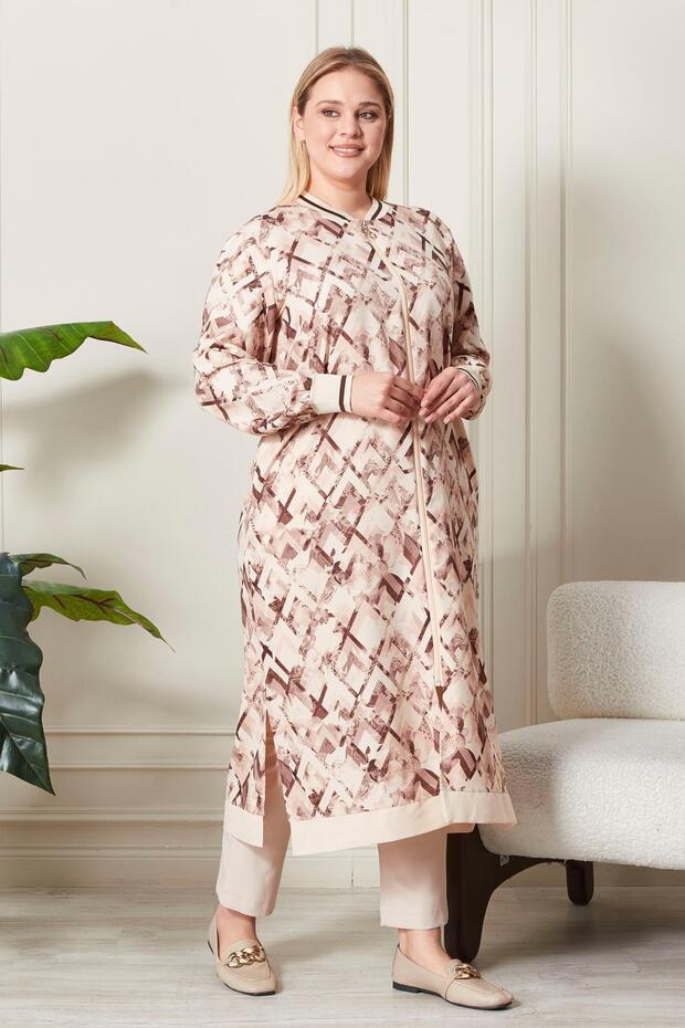 قبعة نسائية كبيرة الحجم منقوشة - 6