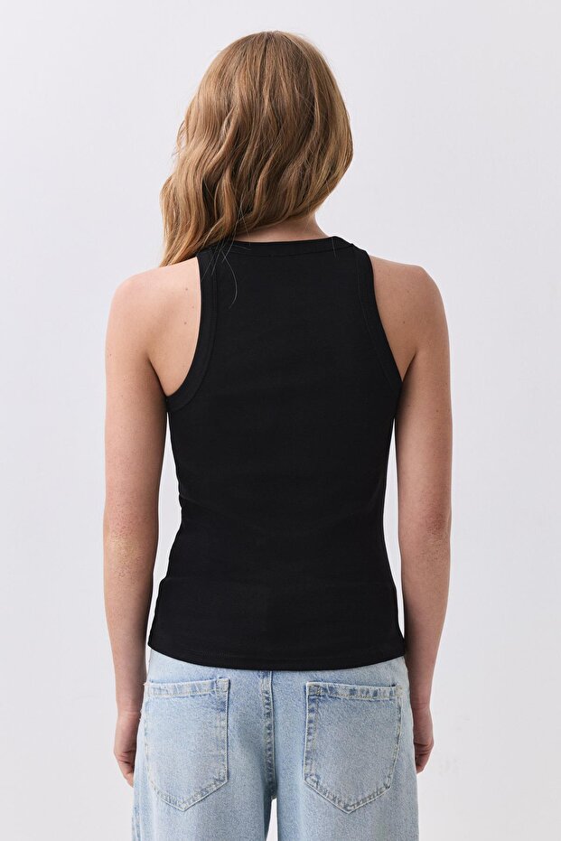 Kadın Slim Basic Viskon Tshirt Siyah 8013 - 5