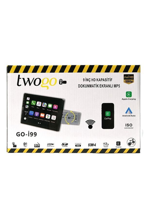 GO-i99 Şahin MP5 Monitör 9 inç HD Dokunmatik Ekran Carplay, 60Wx4, USB, BT, Aux, FM, Tek DIN - 5