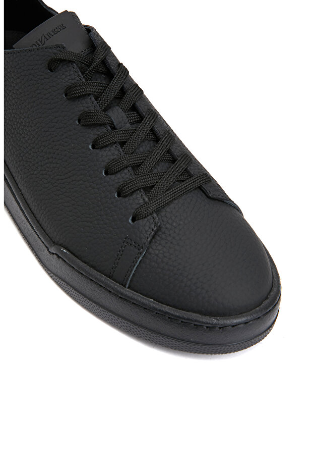 Siyah Erkek Deri Sneaker - 6