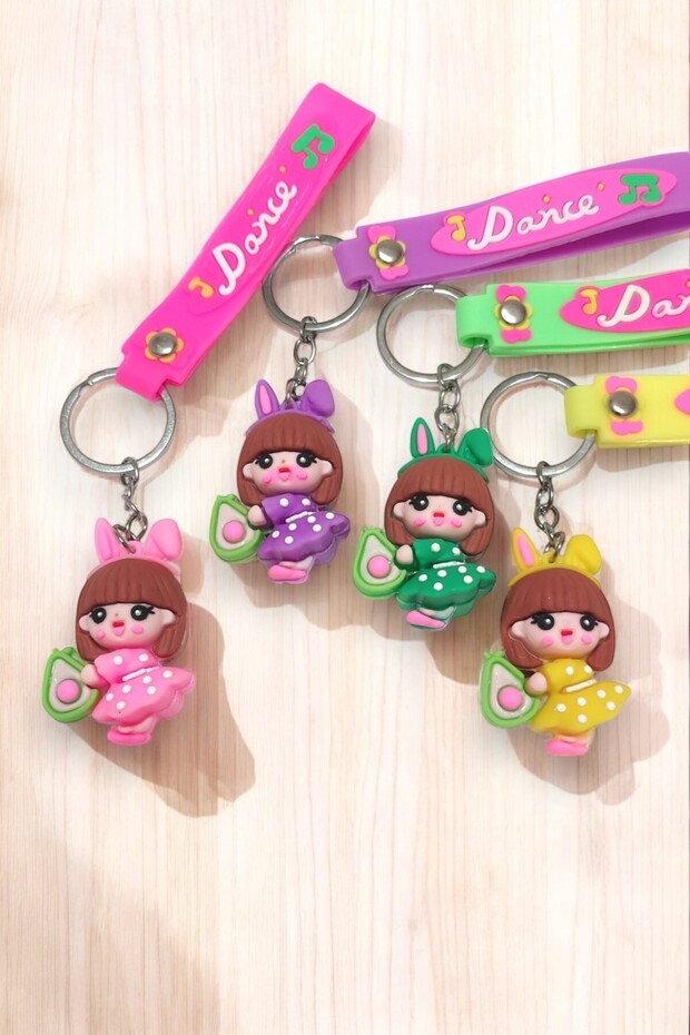 Strawberry Girl 3D Silicone Keyring and Bag Accessory (4Pcs)