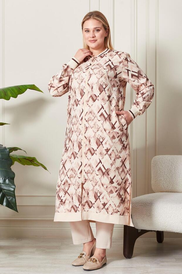 قبعة نسائية كبيرة الحجم منقوشة - 5