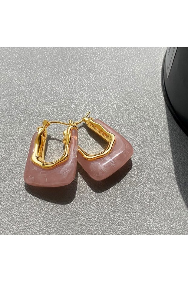 pink Green Pink Transparent Resin Earrings For Women Girls Geometric Irregular Stud Earrings 2023 Ne