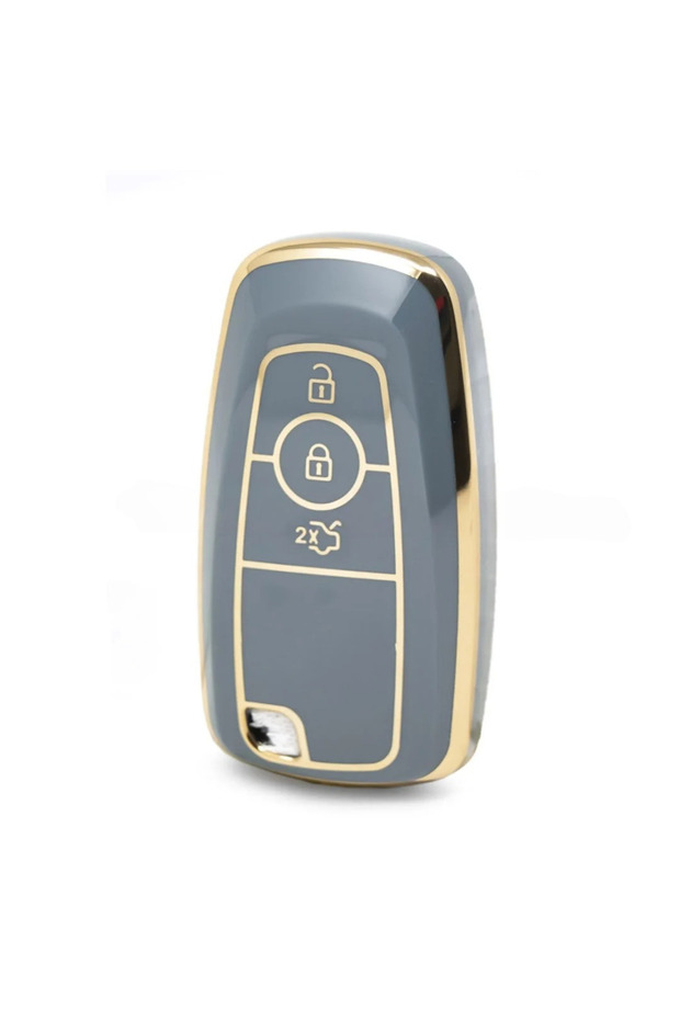 Ford Kuga / Ecosport / F150 / F250 / Ranger Nano Key Case Cover Gray / Gold Color