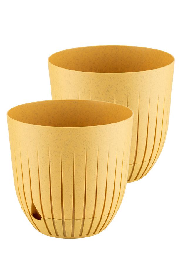 2 Adet Çizgi Saksı Seti 5 Litre Plastik Delikli Tabaklı Çiçek Saksısı Set - 1