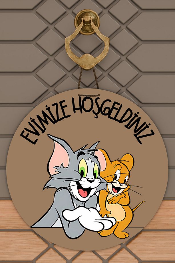 Modern Kapı Süsü Kahverengi Tom ve Jerry Karşılama Dış Mekan Kapı Süsü - 1