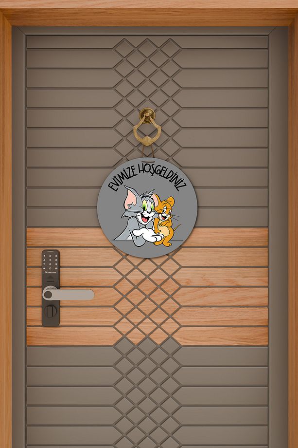 Modern Kapı Süsü Gri Tom ve Jerry Karşılama Dış Mekan Kapı Süsü - 2
