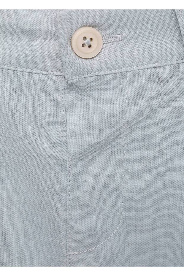 Keten karışımlı bermuda şort - 3