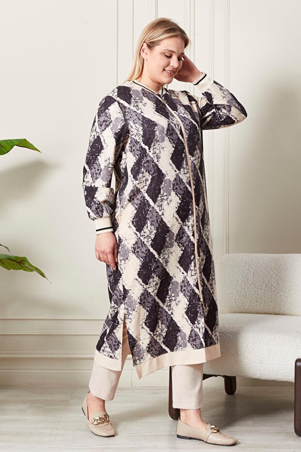 قبعة نسائية كبيرة الحجم منقوشة - 7