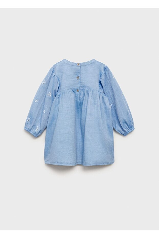 İşlemeli pamuklu elbise - 4