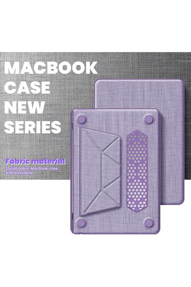 Apple Macbook Pro 14inç M3/m4/max A3112 A3185 A3401 A2918 A1992 Uyumlu Kılıf Nubuk Üçgen Standlı - 8