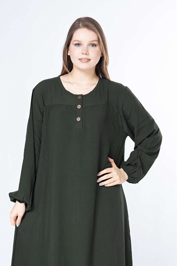 Women's Plus Size Cotton Fabric Long Sleeve Summer Woven Dress
