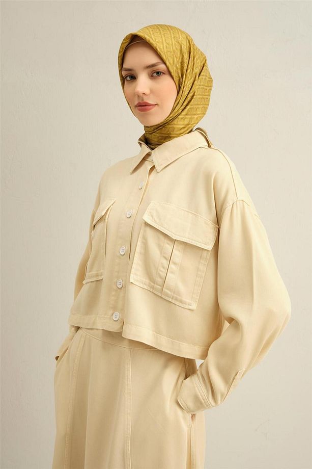 Desenli Saf Ipek Twill Eşarp 9301- 32 - 2