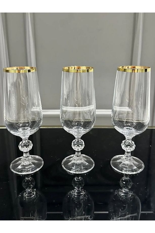 Bohemia Kristal Ayaklı Gold Kahve Yanı Su Bardağı - 3