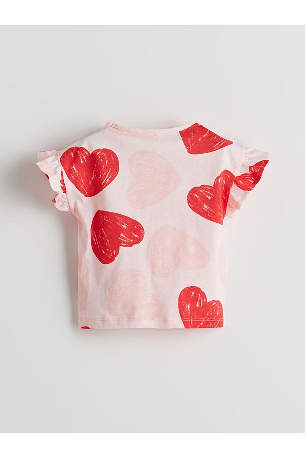 LCW baby Kalp Baskılı Kız Bebek Şortlu Pijama Takım - 4