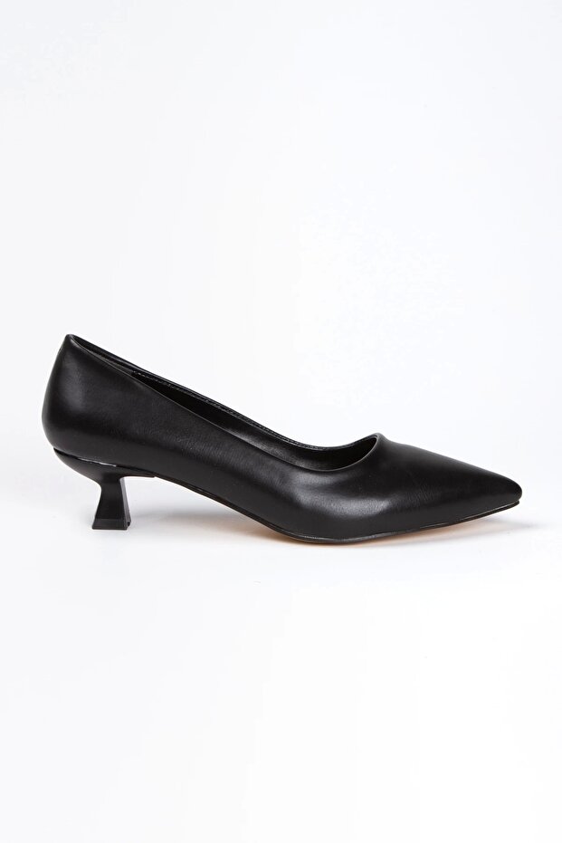 Women's Black Short Heel Pointed Toe Stiletto