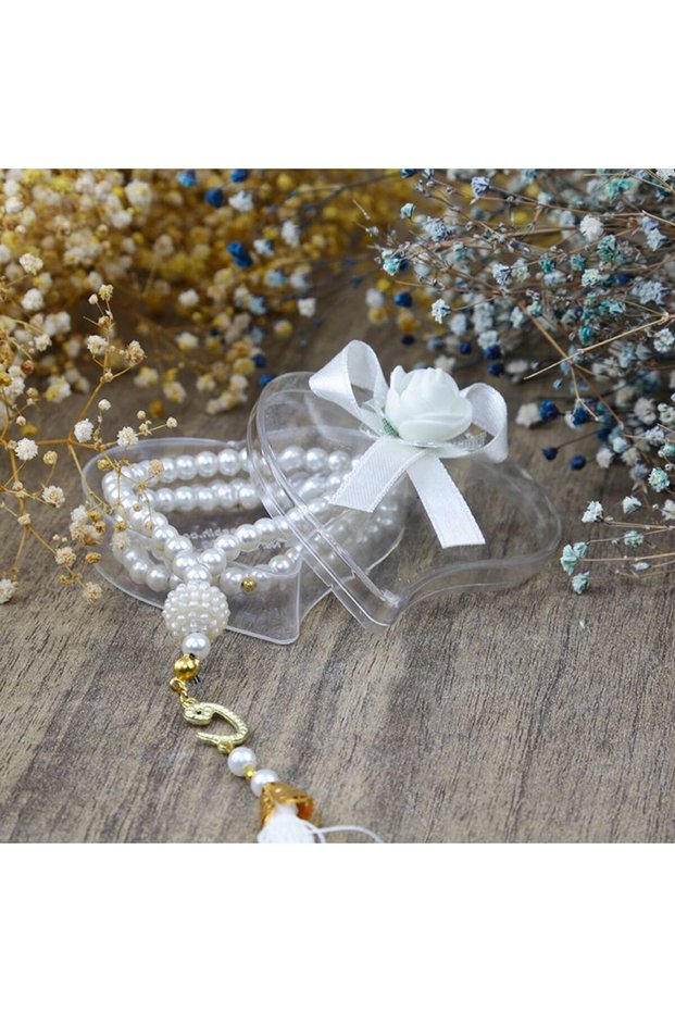 Cream Colored Pearl Prayer Beads - Heart and Decoration